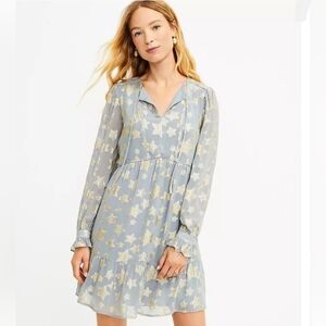Loft Petite Shimmer Star Tiered Dress